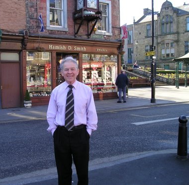 Hamish Smith in front of his Hawick shop